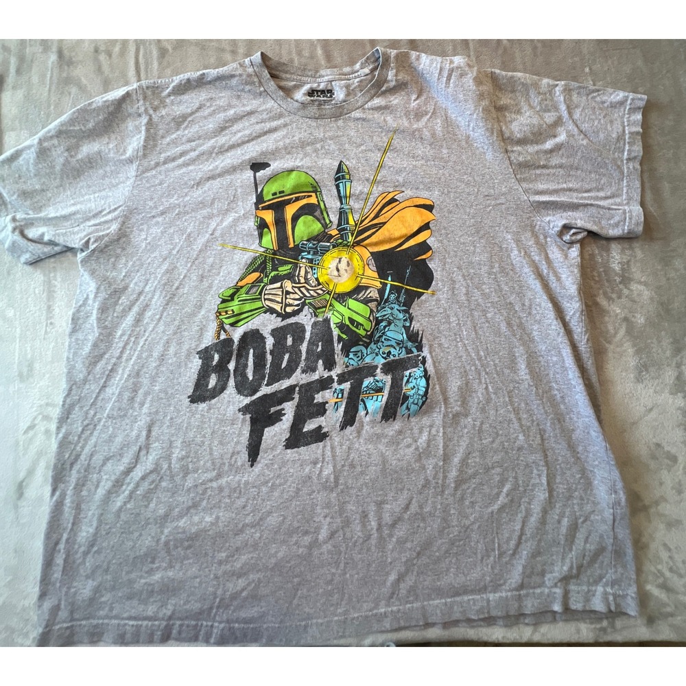 Star Wars Boba Fett Graphic T-Shirt Mens XXL Gray Short Sleeve Mad Engine Tee